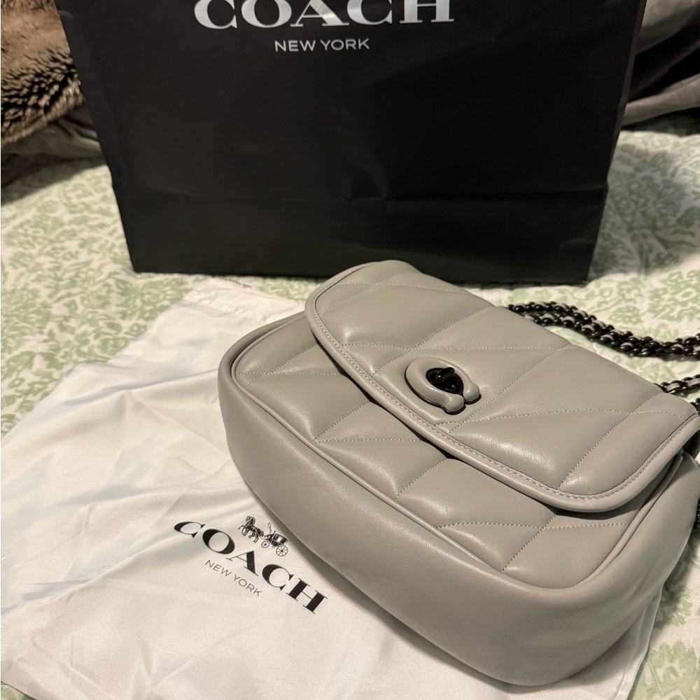 Coach Quilted Pillow Madison Shoulder Bag C8560 Dove Grey
